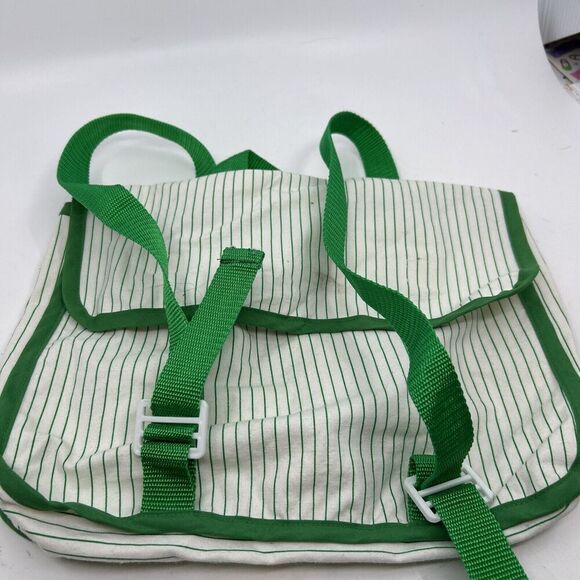 Vintage Cabbage Patch Kids Doll Carrier Backpack Straps Stripes Green White - Picture 2 of 6